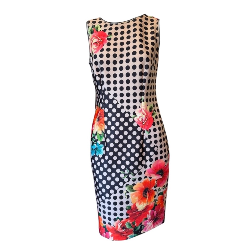 Joseph Ribkoff NWTS Vibrant Floral Design Black White Sleeveless Dress Size 6